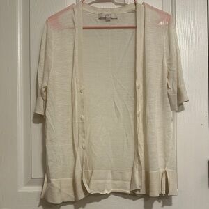 LOFT Ivory Open-Front Cardigan